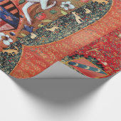 PAPIER CADEAU UNICORN, FLEURS D'IMAGINAIRE MÉDIÉVAL, MONOGRAMME  (Coin)