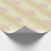 Papier Cadeau Unicorn Fleurs et étoiles (Coin)