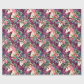 Papier Cadeau Unicorn Noël Fête Florale (Plat)