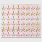 Papier Cadeau Unicorn Sparkl Parties scintillant rose Floral Or  (Plat)