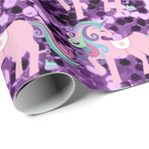 Papier Cadeau Unicorn Sparkl Parties scintillant rose Sequin Bab