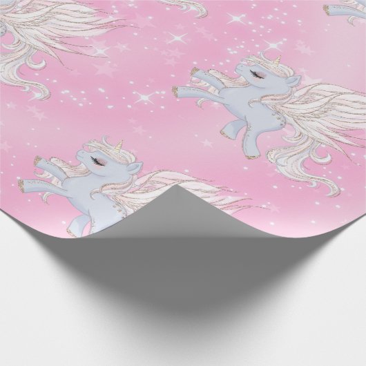 Papier Cadeau Unicorn Stars Rose blanc mange (Coin)