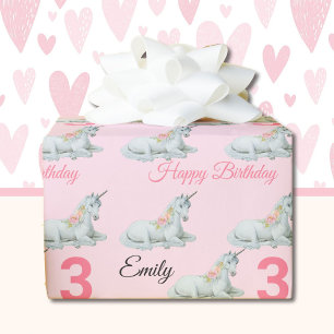 Papier Cadeau UNICORN Sweet Little Girl's Name Anniversaire