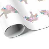 Papier Cadeau Unicorn Yoga Poses Design Motif (Coin rond)