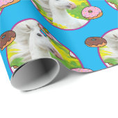 Papier Cadeau Unicorne avec des beignets (Coin rond)