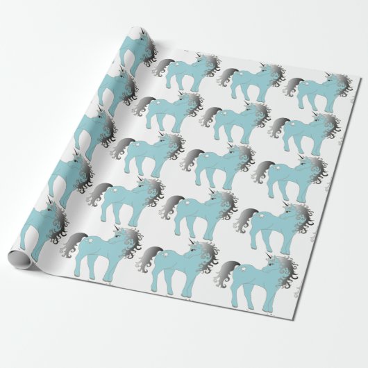 Papier Cadeau Unicorne bleue (Déroulé)