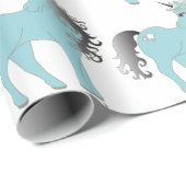 Papier Cadeau Unicorne bleue (Coin rond)
