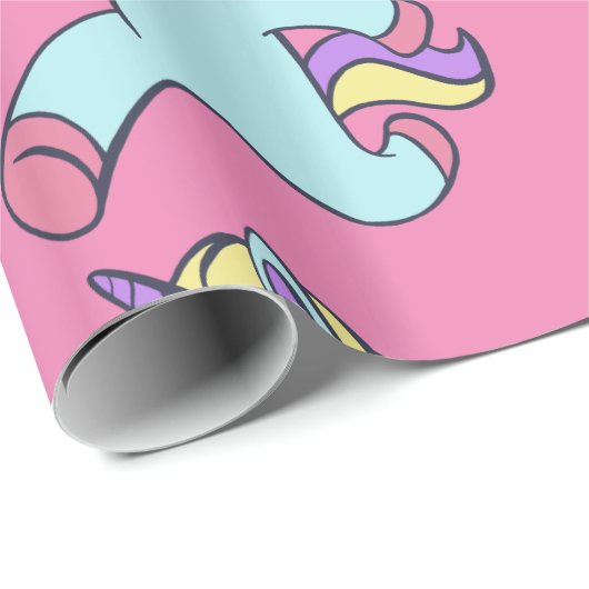 Papier Cadeau Unicorne Bleue Courant Thunder_Cove (Coin rond)