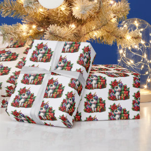 Papier Cadeau Unicorne carrelée Festive Noël