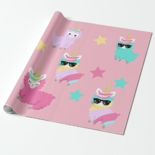 Papier Cadeau Unicorne colorée Llama Llamacorn Cute