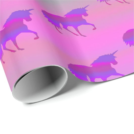 Papier Cadeau Unicorne dans Rainbow Cloud (Coin rond)