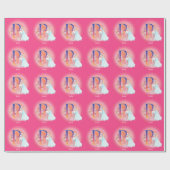 Papier Cadeau Unicorne et princesse avec la lettre du château B  (Plat)