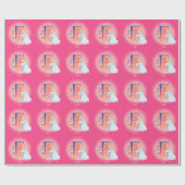 Papier Cadeau Unicorne et princesse avec la lettre du château E (Plat)