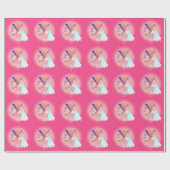 Papier Cadeau Unicorne et princesse avec lettre de château X Mon (Plat)