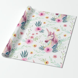Papier Cadeau Unicorne florale Motif