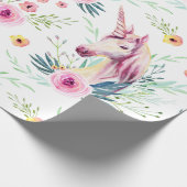 Papier Cadeau Unicorne florale Motif (Coin)