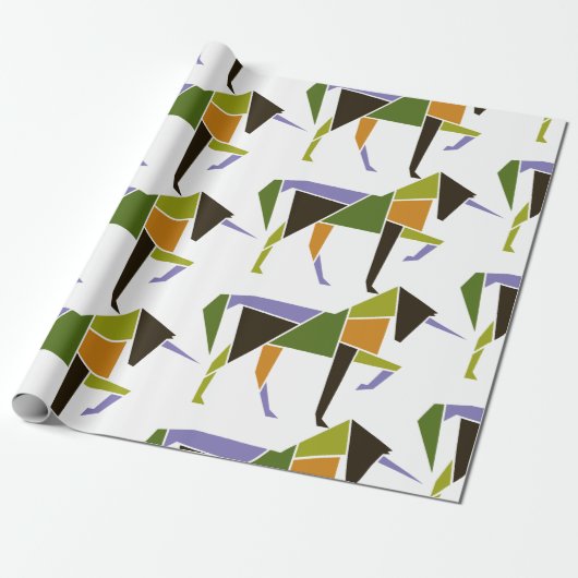 Papier Cadeau Unicorne géométrique Moderne Abstrait Tangram Anim (Déroulé)