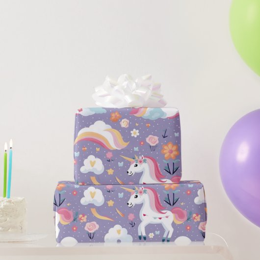 Papier Cadeau Unicorne mauve (Cadeaux de fête)