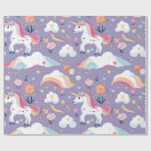 Papier Cadeau Unicorne mauve (Plat)
