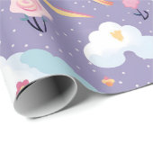 Papier Cadeau Unicorne mauve (Coin rond)