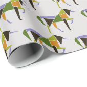 Papier Cadeau Unicorne moderniste Abstrait Tangram animal (Coin rond)