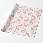 Papier Cadeau Unicorne Nom personnalisé rose (Déroulé)