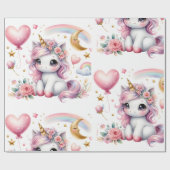 Papier Cadeau Unicorne rose (Plat)