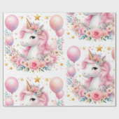 Papier Cadeau Unicorne rose (Plat)