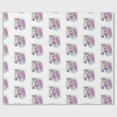 Papier Cadeau Unicorne rose pourpre (Plat)