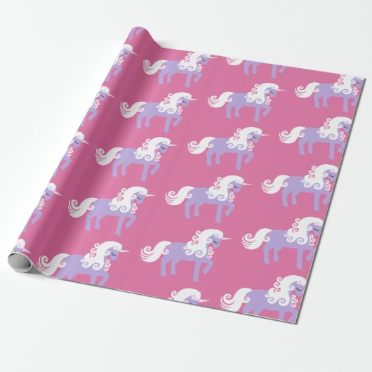 Papier Cadeau Unicorne rose violet (Déroulé)