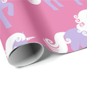 Papier Cadeau Unicorne rose violet (Coin rond)