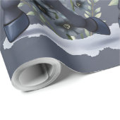 Papier Cadeau Unicorne stylisée dans la splendeur florale. (Coin rond)