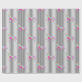 Papier Cadeau Unicornes arc-en-ciel sur argent (Plat)