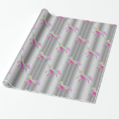 Papier Cadeau Unicornes arc-en-ciel sur argent (Déroulé)