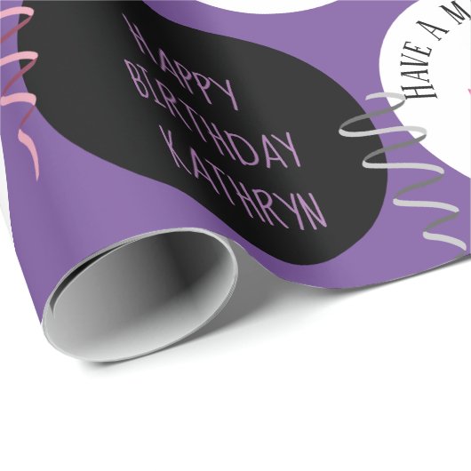 Papier Cadeau Unicornes d'anniversaire cool et personnalisée (Coin rond)