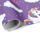 Papier Cadeau Unicornes de danse violette (Coin rond)