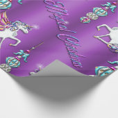 Papier Cadeau Unicornes de Noël Magique Violet (Coin)