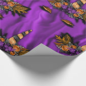 Papier Cadeau Unicornes d'Halloween sur soie violette (Coin)