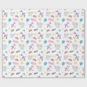 Papier Cadeau Unicornes Et Éléphants (Plat)