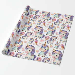 Papier Cadeau Unicornes pourpres