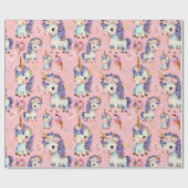 Papier Cadeau Unicornes pourpres (Plat)