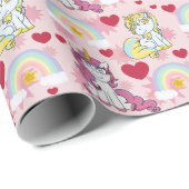 Papier Cadeau Unicorns, Rainbows and Hearts Pattern (Coin rond)