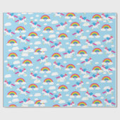 Papier Cadeau Unicorns & Rainbows Mignonne 1er anniversaire Thèm (Plat)