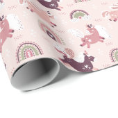 Papier Cadeau Unicorns Rainbows : Pastel Magic Arrière - plan. (Coin rond)