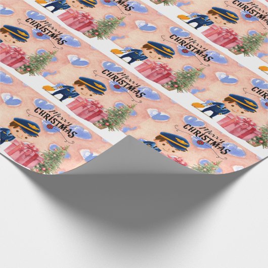 Papier Cadeau Uniforme pilote avec thème de Noël (Coin)