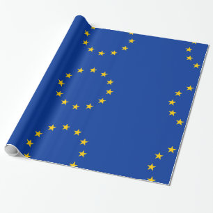 Papier Cadeau Union européenne Bleu avec étoiles d'or