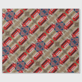 Papier Cadeau union jack flag jubilee couronne rouge cabine télé (Plat)