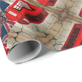 Papier Cadeau union jack flag jubilee couronne rouge cabine télé (Coin rond)