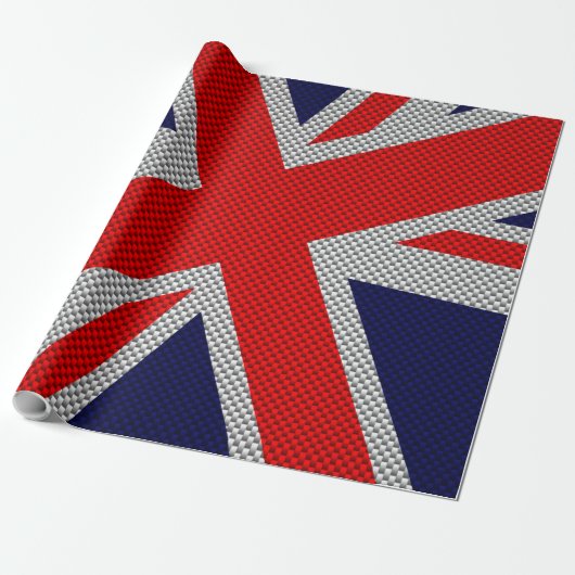 Papier Cadeau Union Jack sur l'impression en fibre de carbone (Déroulé)