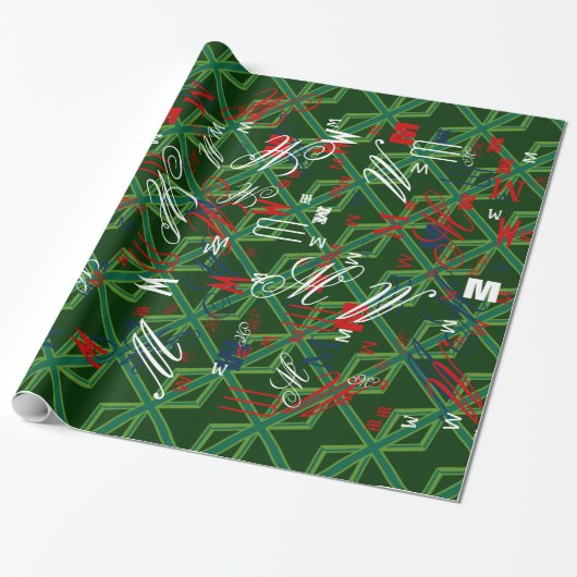 Papier Cadeau Union Jack verte de forêt en gras (Déroulé)